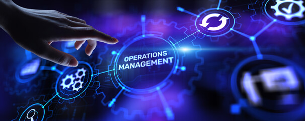 Operation management Business process control optimisation industrial technology concept.
