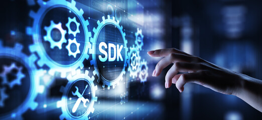 SDK Software development kit programming language technology concept on virtual screen.