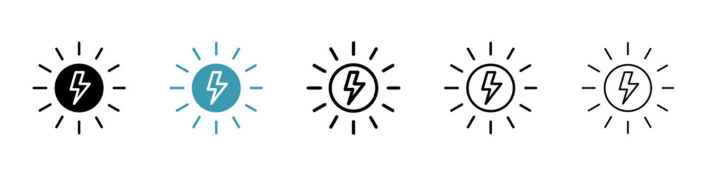 Sustainable energy vector icon set. Renewable power vector symbol for UI design.