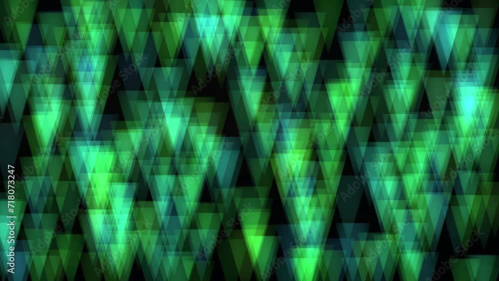 Poster animation of triangle emerald green bokeh