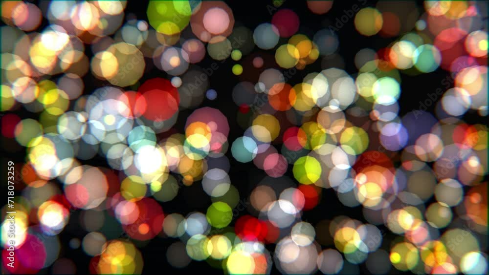 Poster animation of bright and colorful trembling circles bokeh