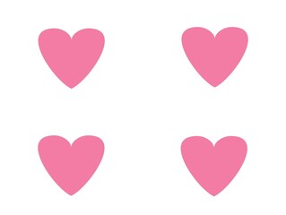 Set of pink hearts on a white background. Pink heart symbol of love, Valentine's Day, wedding.