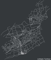 Detailed hand-drawn navigational urban street roads map of the LICHTAART COMMUNE of the Belgian municipality of TURNHOUT, Belgium with vivid road lines and name tag on solid background