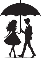 couple under umbrella vector illustration 