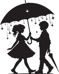 children with umbrella vector illustration 