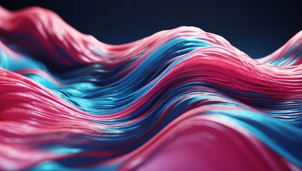 Gordijnen Modern abstract pink blue gradient flowing wave lines banner background. Shiny moving lines design element. Glowing wave. Futuristic technology concept.   © PixelBook