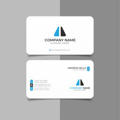 elegant minimal white and blue business card template - obrazy, fototapety, plakaty
