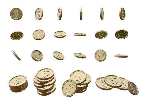 3D 여러가지 동전 이미지
