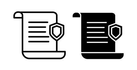 Safeguard strategy line icon. Assurance documentation icon in black and white color.