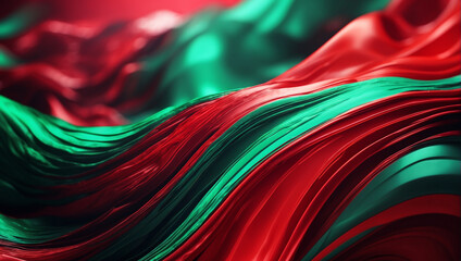 Modern abstract red green gradient flowing wave lines banner background. Shiny moving lines design element. Glowing wave. Futuristic technology concept.