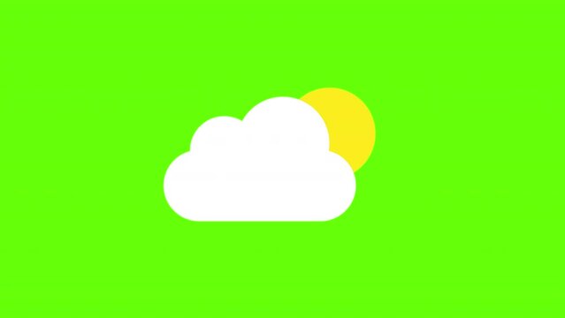 Weather forecast. Sun and cloud, sunny intervals. Symbol Animated with Motion. For Meteorology and weather app. Chroma key, green screen.