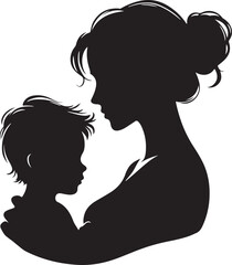 silhouette of a mother and child illustration 