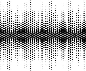 Hexagon Vector halftone pattern. Abstract technology background. Black and white geometric pattern. Vector Formats  - obrazy, fototapety, plakaty
