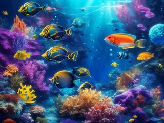 Naklejka na ściany i meble Oceanic Harmony: A Spectacular Underwater Symphony of Colors