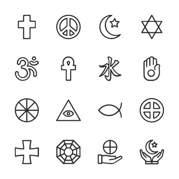 set of icons Religious symbols