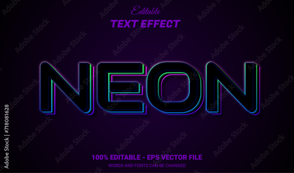 Canvas Prints neon editable text effect