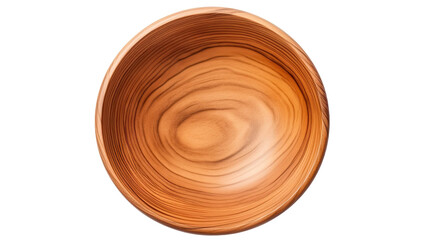 Top view empty wooden bowl isolated transparent