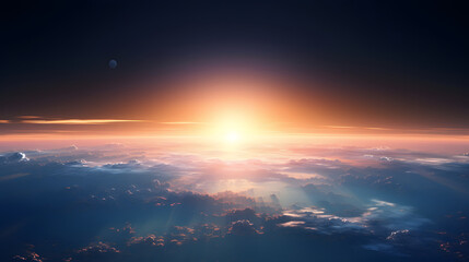 sunrise view from space, horizon, beautiful view