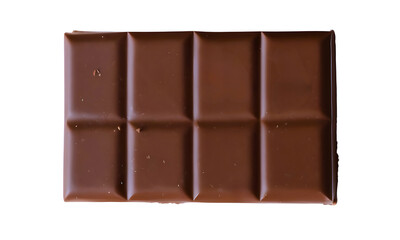 Dark cocoa milk chocolate bar isolated on white background