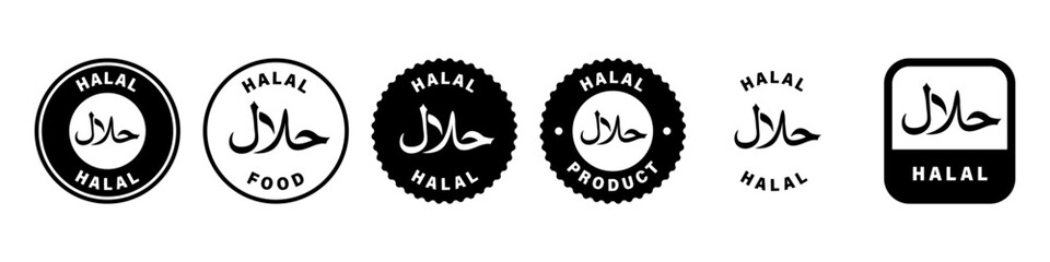 Halal Vector Labels. Badge for food package collection.
