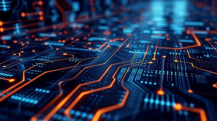 Data technology abstract computer connection. Internet communications across web networks. Embracing technology circuit board micro chip.