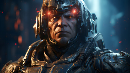 Astronaut Standing on the Rocky Mountain of the Alien Red Planet Mars.