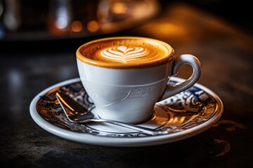 Close up espresso coffee in a cafe