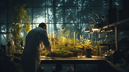 The process of growing plants in a bio laboratory. Generative AI - obrazy, fototapety, plakaty
