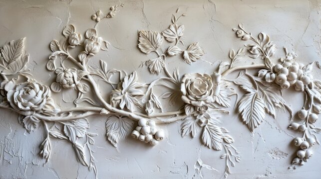 Classic Floral Stucco Wall Decoration - Powered by Adobe