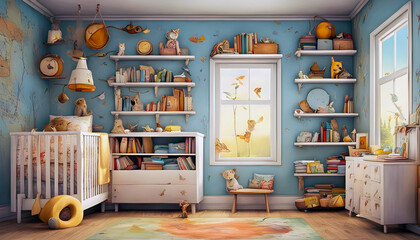 Obraz na płótnie Canvas Enchanted Forest Themed Nursery Room