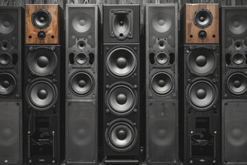 Obraz premium Line of large studio speakers