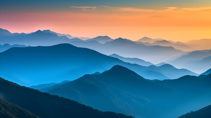 Obraz premium Mountain range at sunrise