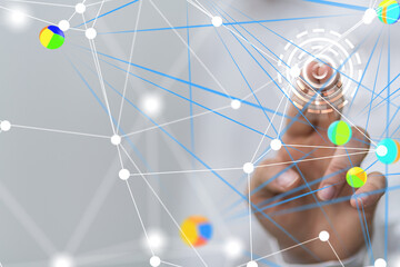 Global network. Blockchain. 3D illustration. Neural networks and artificial intelligence. Abstract