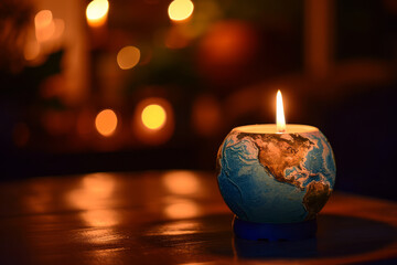 Earth hour. Turn off lights to save energy. Global environment conservation - obrazy, fototapety, plakaty