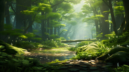 natural view of sunlight entering a very dense forest