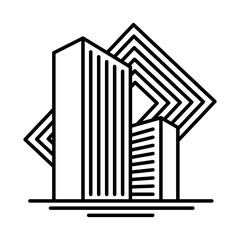 City buildings line icon. Office building, apartment house, business area. Urban life concept. Can be used for topics like town, big city, architecture or logo