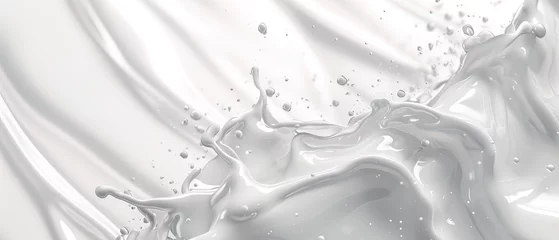 Foto op Plexiglas Splash on white liquid feel milk wet and water Liquid Elegance, splash milk, milk splash on white background, background cover banner ultra wide 21:9 © lichichu