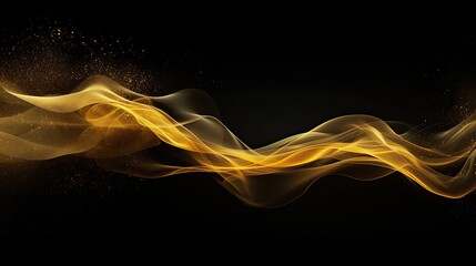Gold smoke on a black background. Abstract smoky wave. Vector illustration.