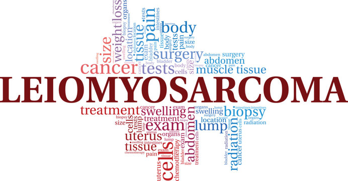 Leiomyosarcoma word cloud conceptual design isolated on white background.