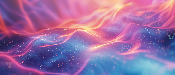 Glow swirl lines Abstract background, feel chiffon fabric glitter galaxy colorful light, Background texture 21:9