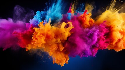Fototapeta na wymiar A powder explosion that is colorful on a black background.