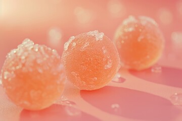 Fototapeta premium Glistening Sugar-Coated Candies on Pink