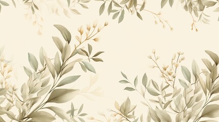The wallpaper background is beige with a botanical theme