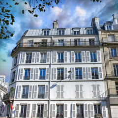 Fototapeta na wymiar Paris, beautiful buildings, boulevard Voltaire