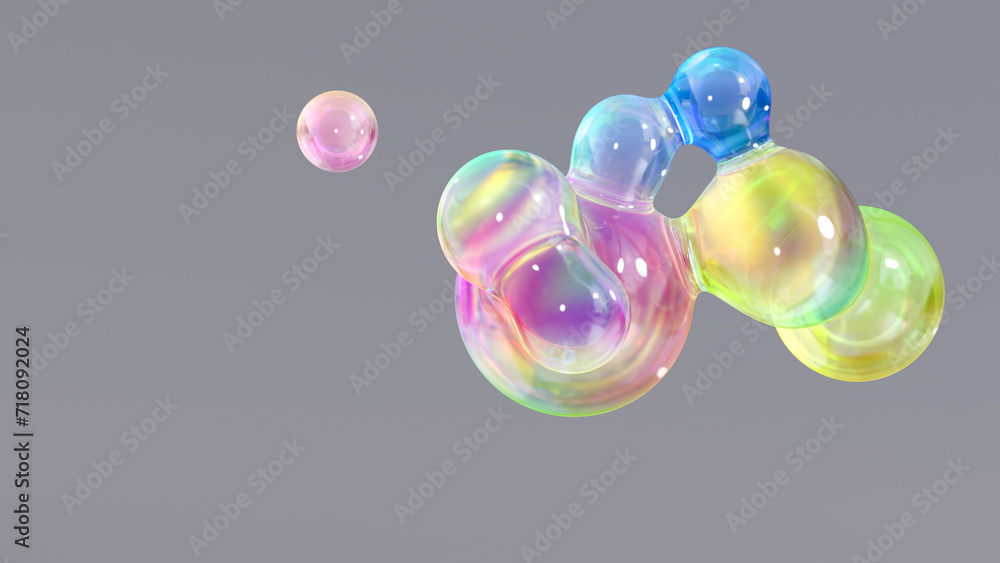 Poster abstract floating circles with space on a bright pastel background. a 3d colorful sphere with a colo