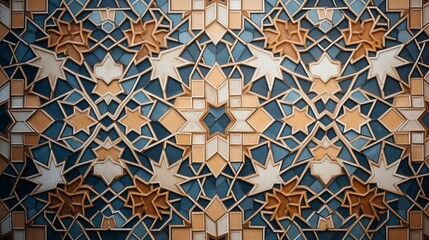 The background is made up of moroccan tiles.