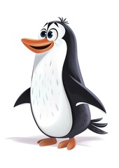 Joyful Cartoon Penguin - A bright and colorful illustration of a happy penguin, perfect for children's books, educational content and entertainment.