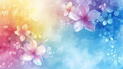 Fototapeta na wymiar Digital artwork of abstract flowers, blending pastel watercolor hues with a dreamy bokeh effect.
