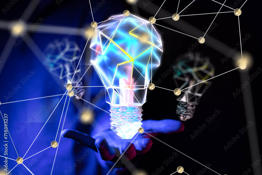 Aufkleber Neural network 3D illustration. Big data and cybersecurity