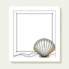Graphic Design of a Greeting Card with a Frame for Personalized Messages and a Delicate Seashell Adorning the Corner